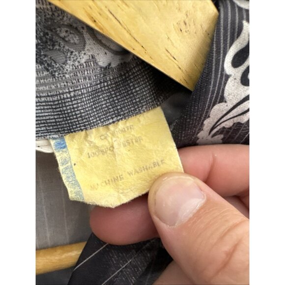 Vintage 1970s Capri West Disco Shirt Satin Print Big Collar Long Sleeve Men L - Picture 5 of 6